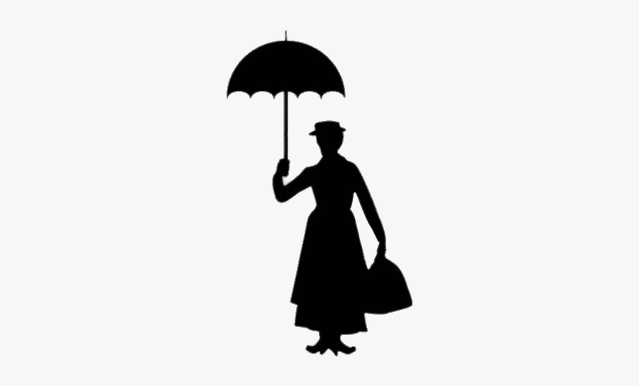 Umbrella - Mary Poppins Silhouette Clipart, Transparent Clipart