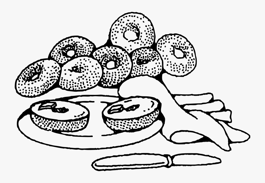 Bagels - Black And White Bagels, Transparent Clipart