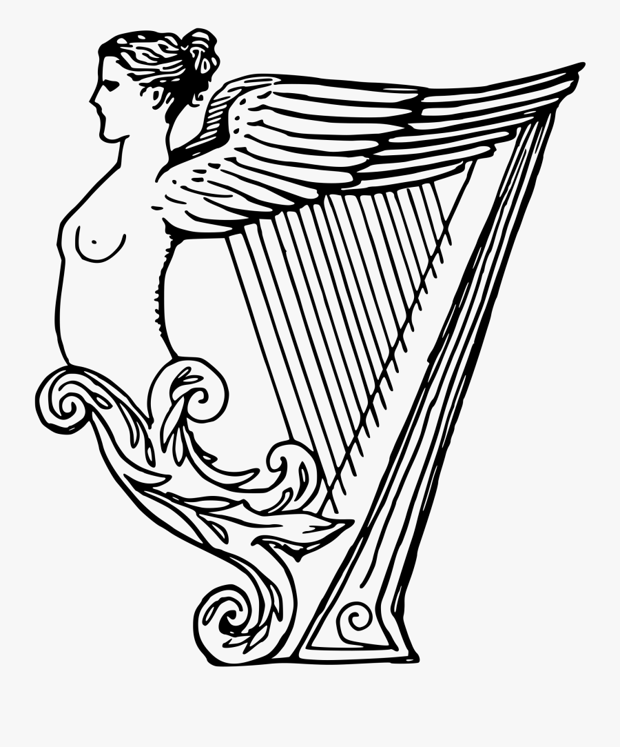 Harp Clipart Sketch - Drawing Of A Harp, Transparent Clipart