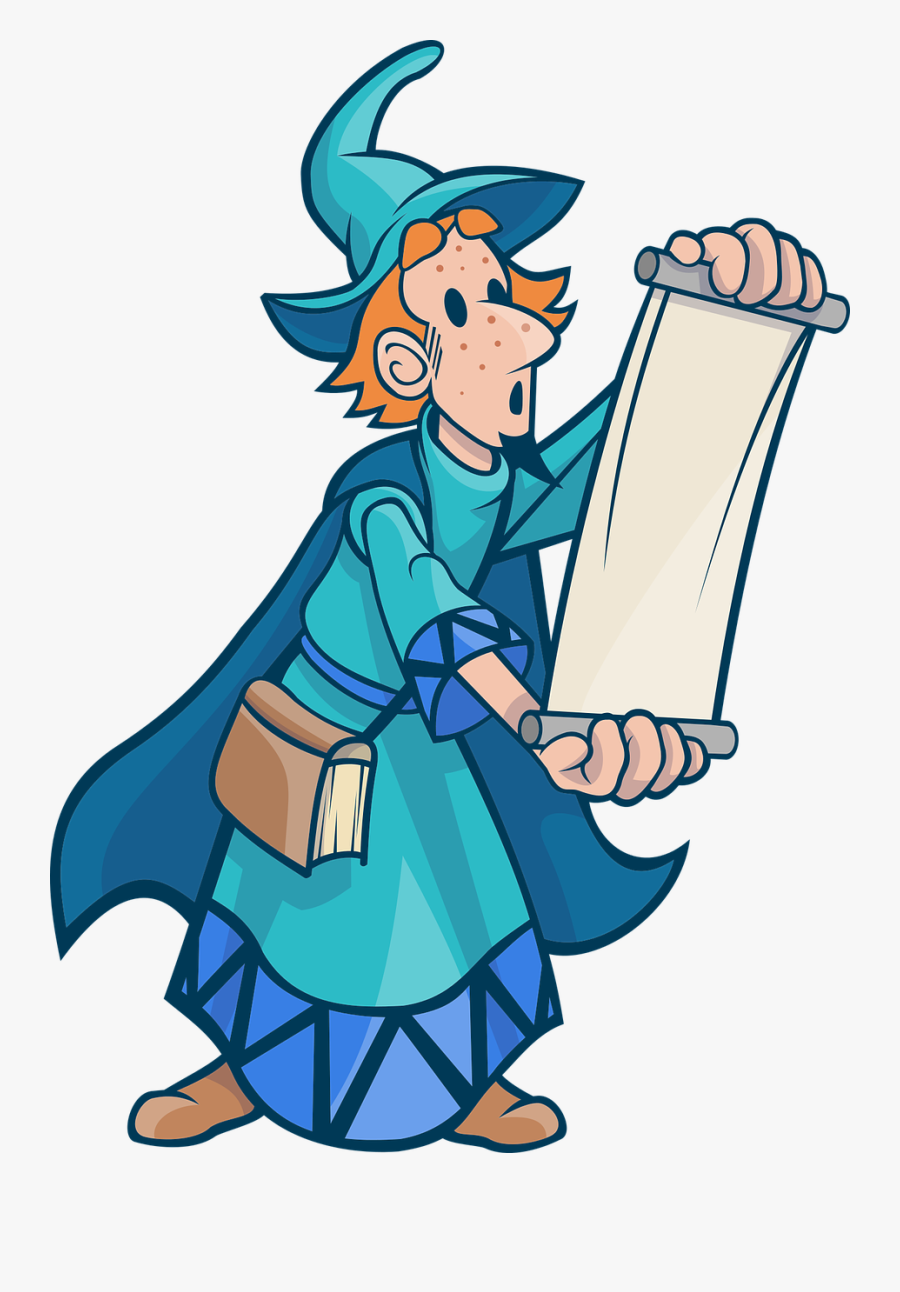 Cartoon Man Reading A Scroll Clipart , Png Download - Paragraph On If I Had Magical Powers, Transparent Clipart