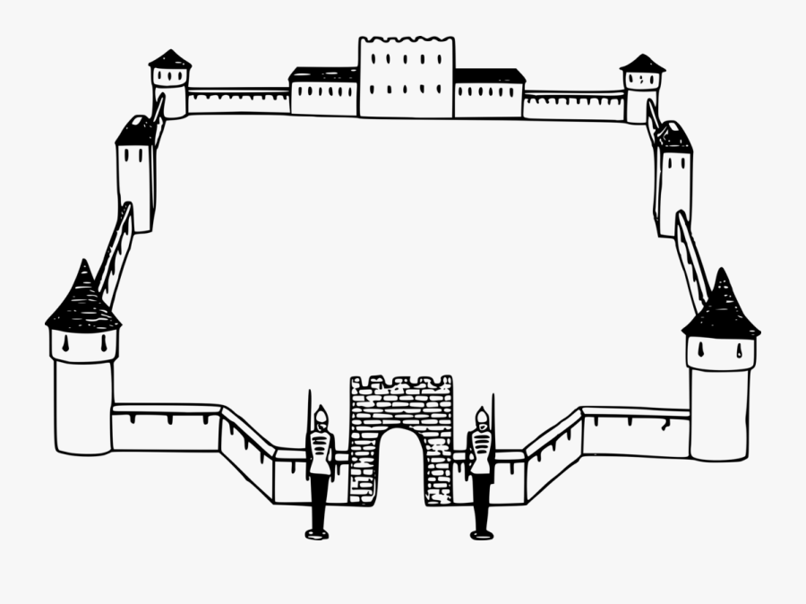 Transparent Sand Castle Clipart Black And White - Castle Border Clip Art, Transparent Clipart