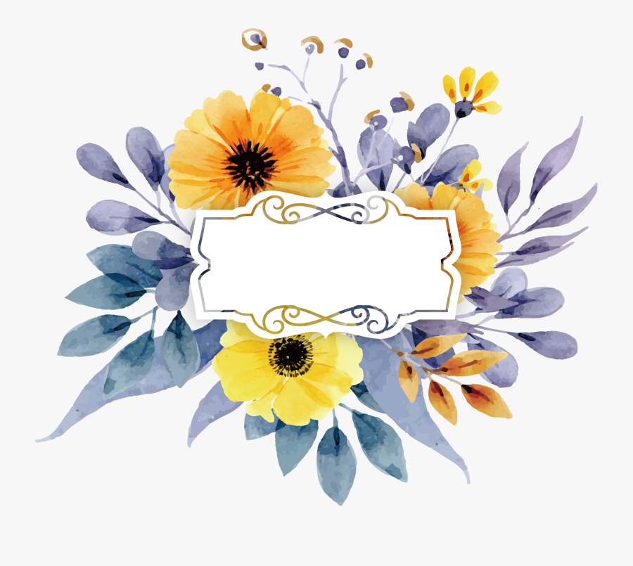 Euclidean Vector Computer File - Watercolor Yellow Floral Clipart, Transparent Clipart