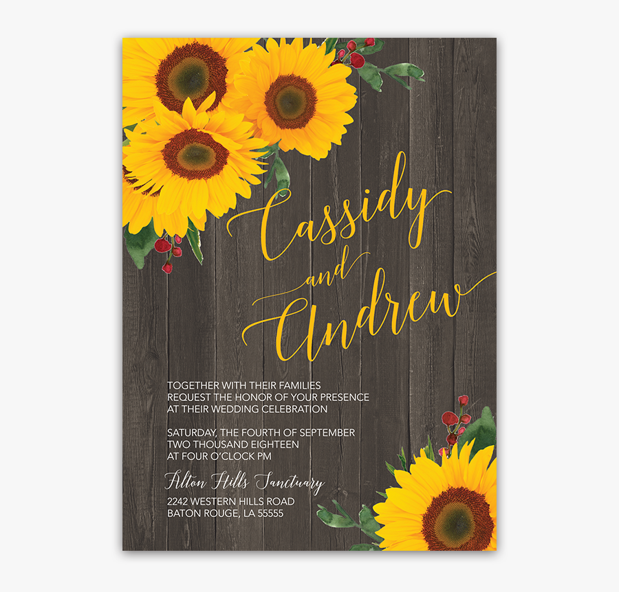 Rustic Crown Clipart - Rustic Wood Background Sunflower Background For Invitation, Transparent Clipart