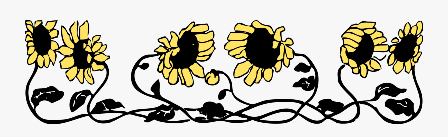 Black And White Sunflower Border Clipart, Transparent Clipart