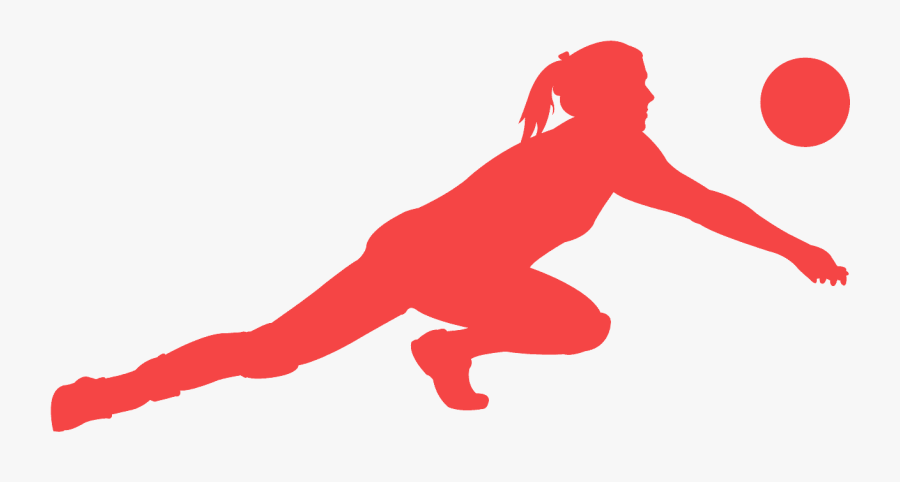 Red Volleyball Silhouette, Transparent Clipart
