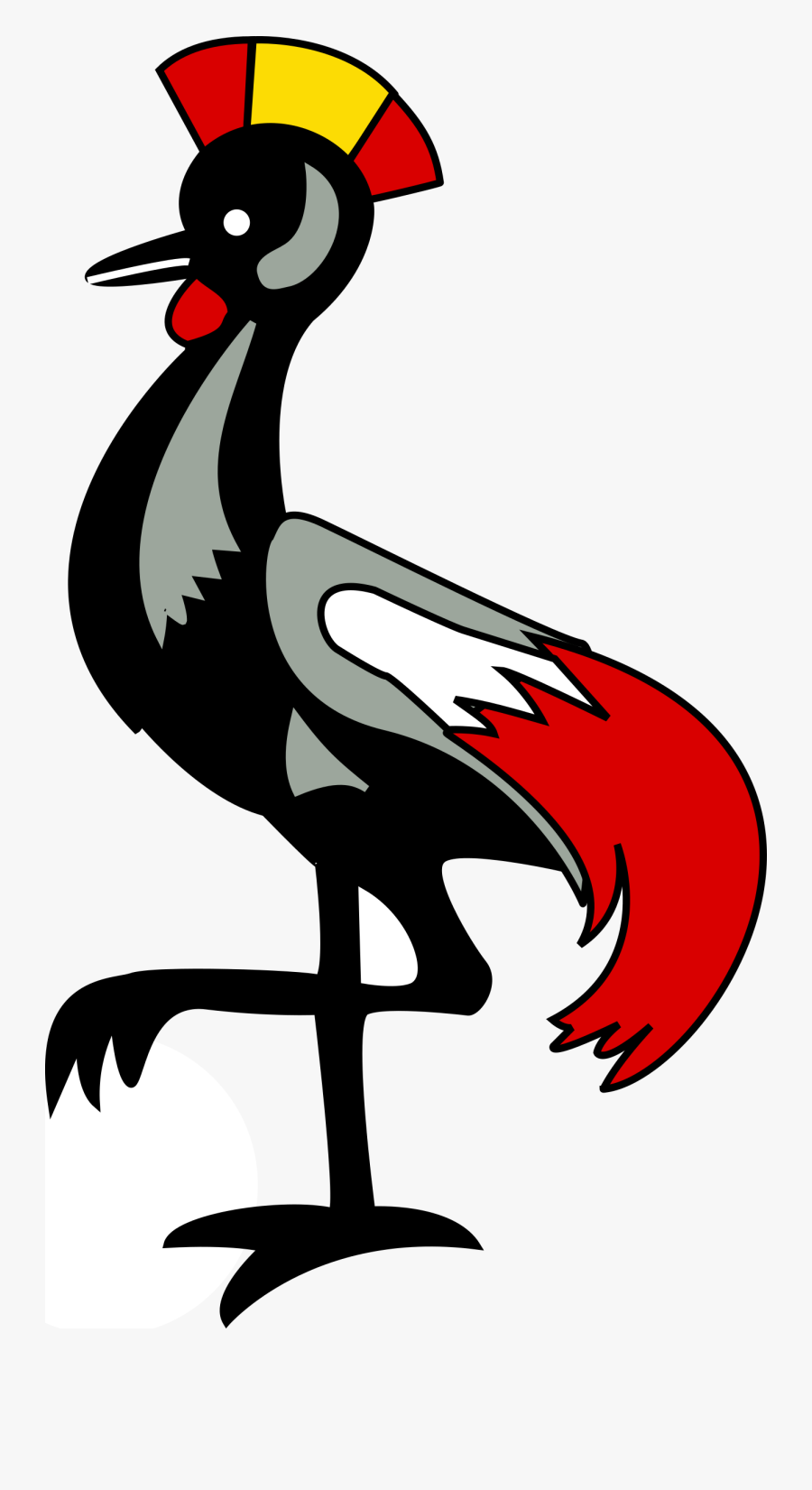 Grey Crowned Crane Clip Arts - Crested Crane Uganda Flag, Transparent Clipart