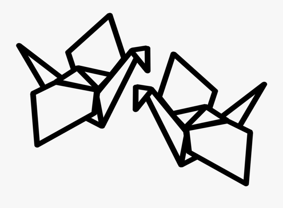 Transparent Paper Crane Clipart - Line Art, Transparent Clipart