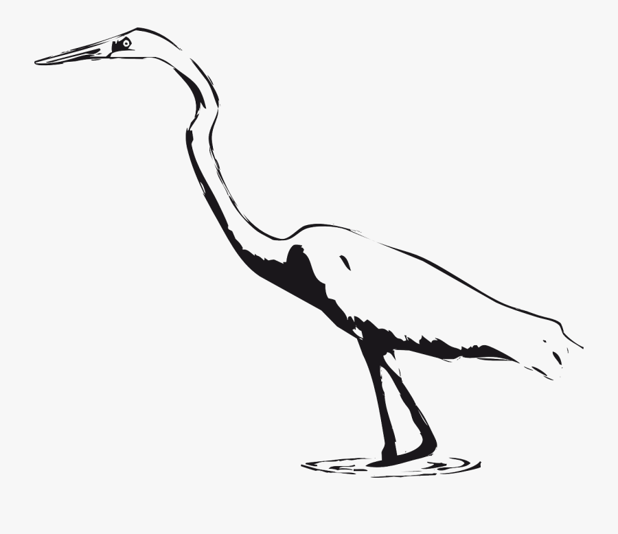Clip Art Whooping Crane Great Egret - Crane Black And White Clipart, Transparent Clipart