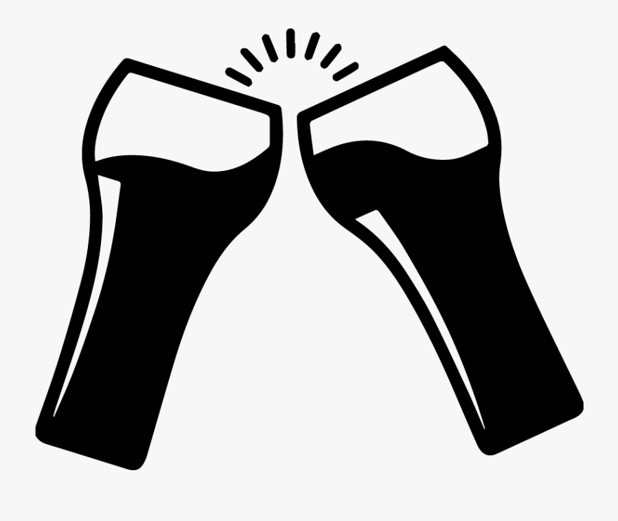 Two Beer Glass Silhouette Toasting - Beer Cheers Silhouette Png, Transparent Clipart