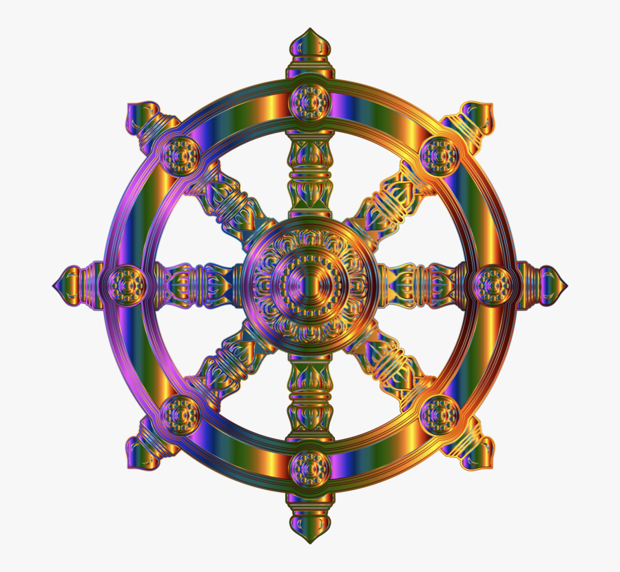 Purple,symbol,buddhism - Dharma Wheel Buddhist Flag, Transparent Clipart