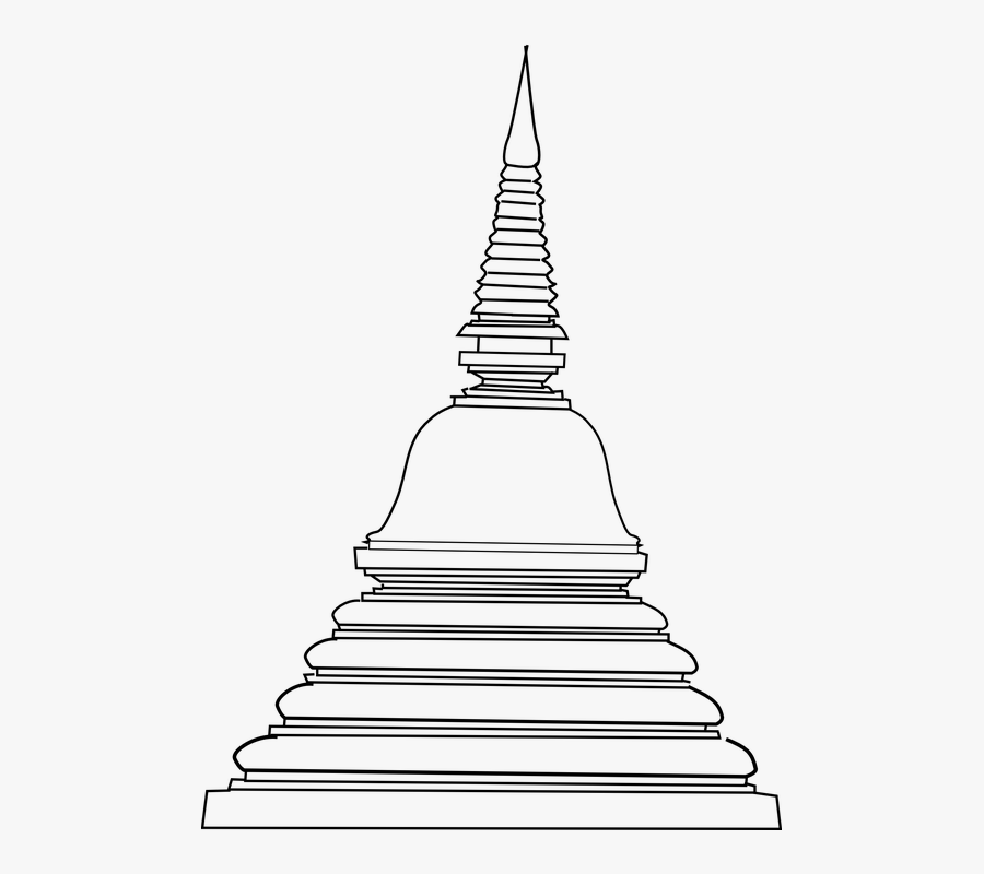 Pagoda, Buddha, Buddhist, India, Religion, Thai - Temple Clipart Black And White, Transparent Clipart