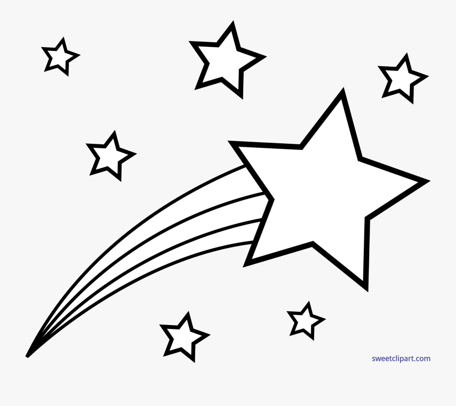 Outer Space Shooting Lineart - Shooting Star Clipart Black And White, Transparent Clipart