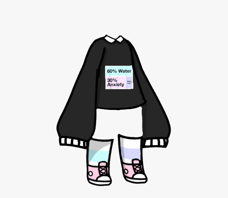 #pastel #anxiety #goth #aesthetic #sweater #black #gachalife - Goth Black Nails Aesthetic, Transparent Clipart