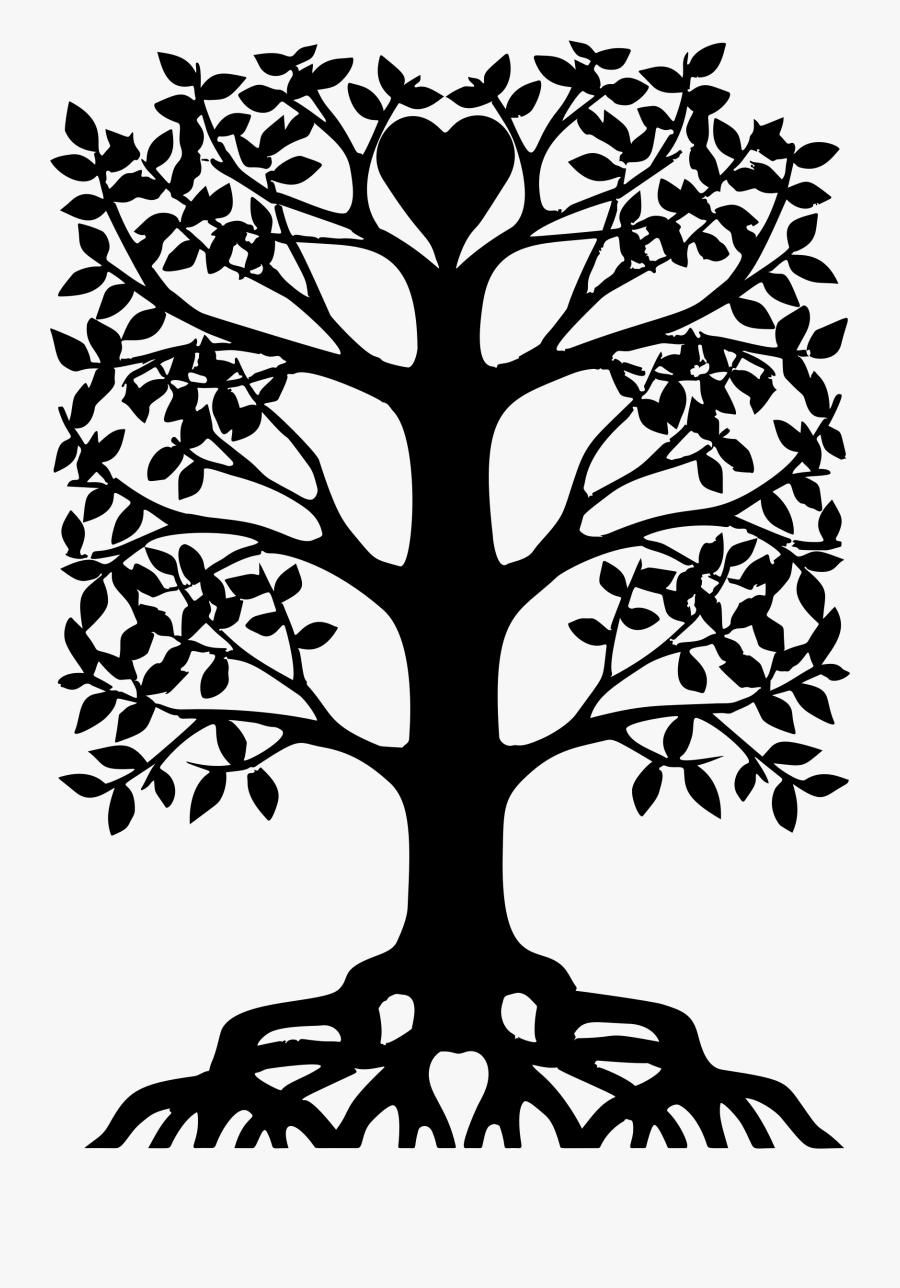 Symmetry,monochrome Photography,artwork - Tree Clipart With Roots And Heart, Transparent Clipart