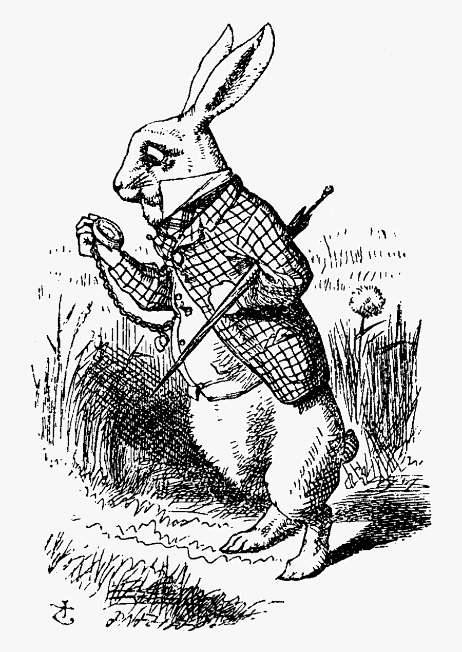 Wh Clipart Rabbit - White Rabbit Alice In Wonderland Illustration, Transparent Clipart