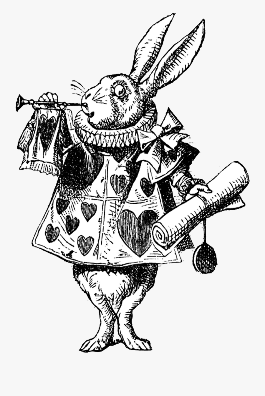 Free Vintage Digital Stamps - Alice In Wonderland Rabbit Drawing, Transparent Clipart