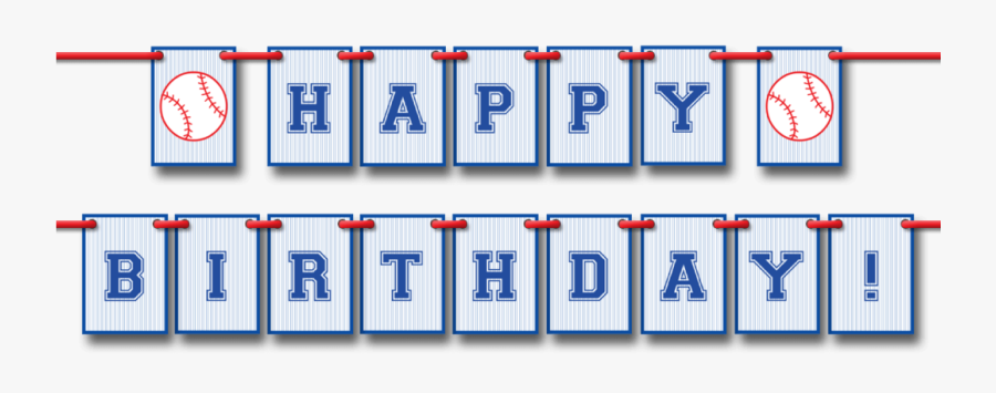 Baseball Happy Birthday Pennant Banner - Happy Birthday Banner Baseball, Transparent Clipart