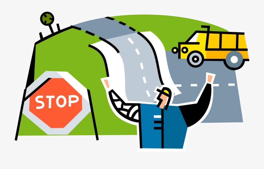Vector Freeuse Stock Highway Construction Worker Directs, Transparent Clipart