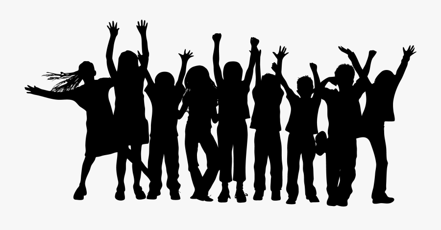 Silhouette Youth Clipart - Children Group Silhouette, Transparent Clipart