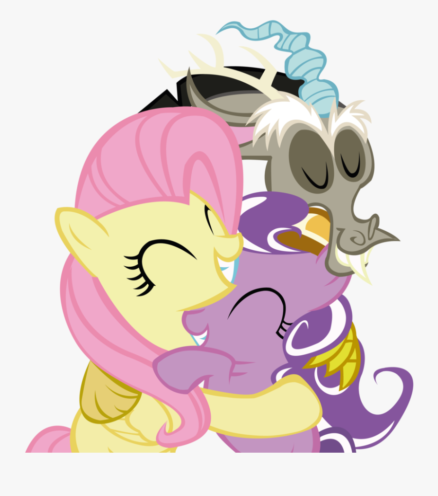 Family Portrait By Shy-n - Little Pony Fluttershy And Discord Hug, Transparent Clipart