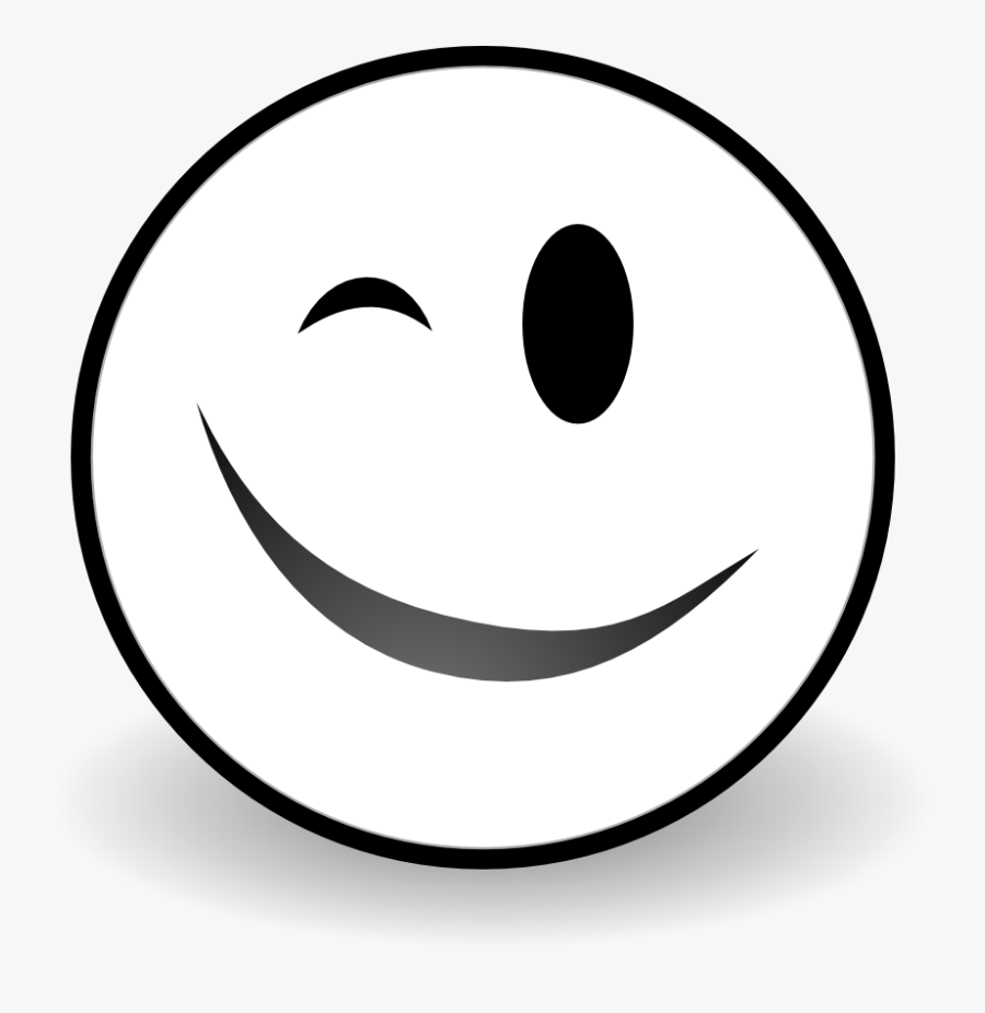 Wink Black And White Clipart - Smiley, Transparent Clipart