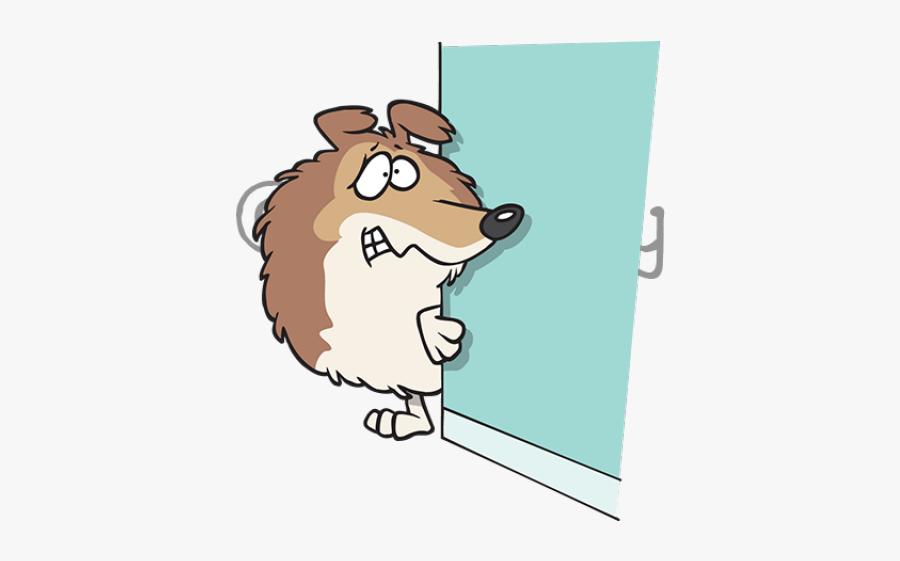 Shy Dog Cliparts - Cartoon Dog Hiding, Transparent Clipart