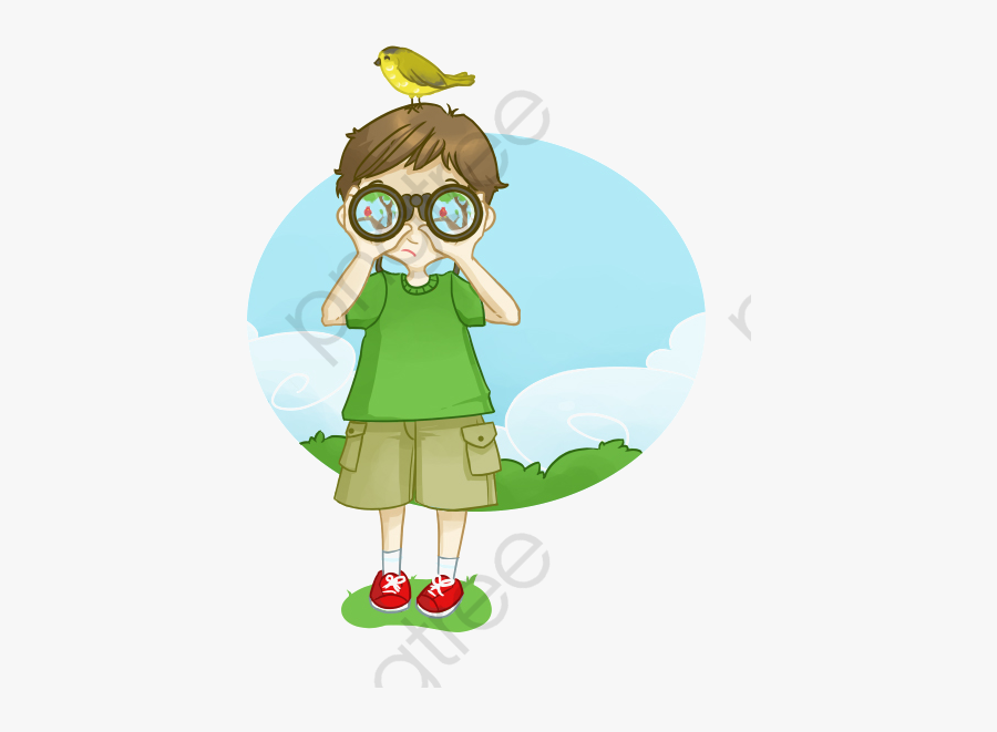 Cartoon Boy Binoculars - Caricatura Binoculares Png, Transparent Clipart