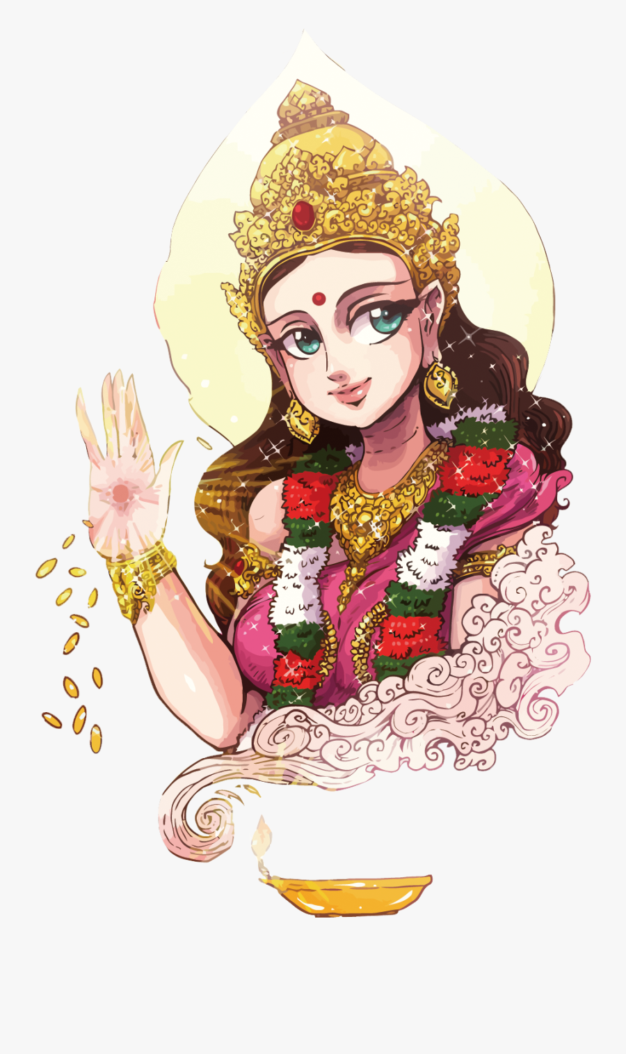 Cartoon Pictures Of Lakshmi Maa To Draw, Transparent Clipart
