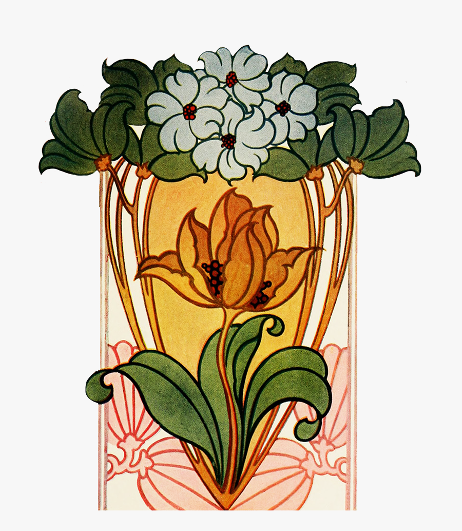 Art Nouveau Clipart - Art Nouveau Flowers, Transparent Clipart