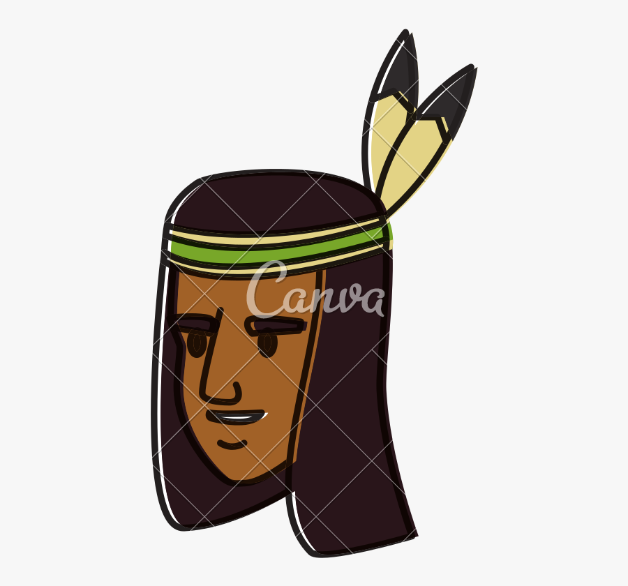 American Indian Face - Illustration, Transparent Clipart