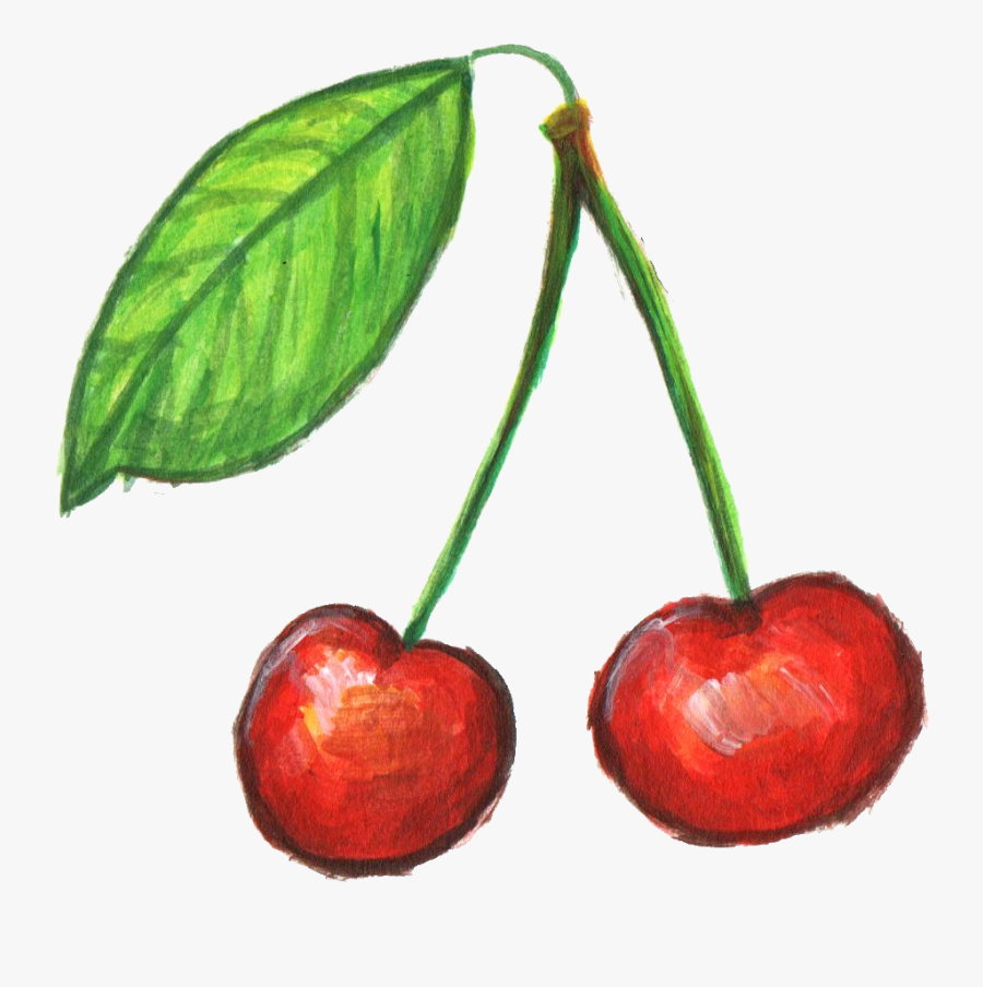 Transparent Cherries Clipart - Painted Fruits, Transparent Clipart