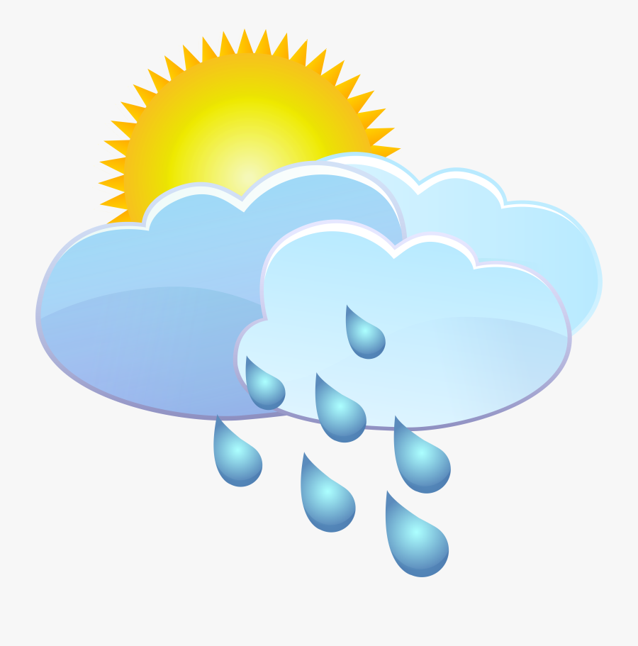 Clouds Sun And Rain Drops Weather Icon Png Clip Art, Transparent Clipart