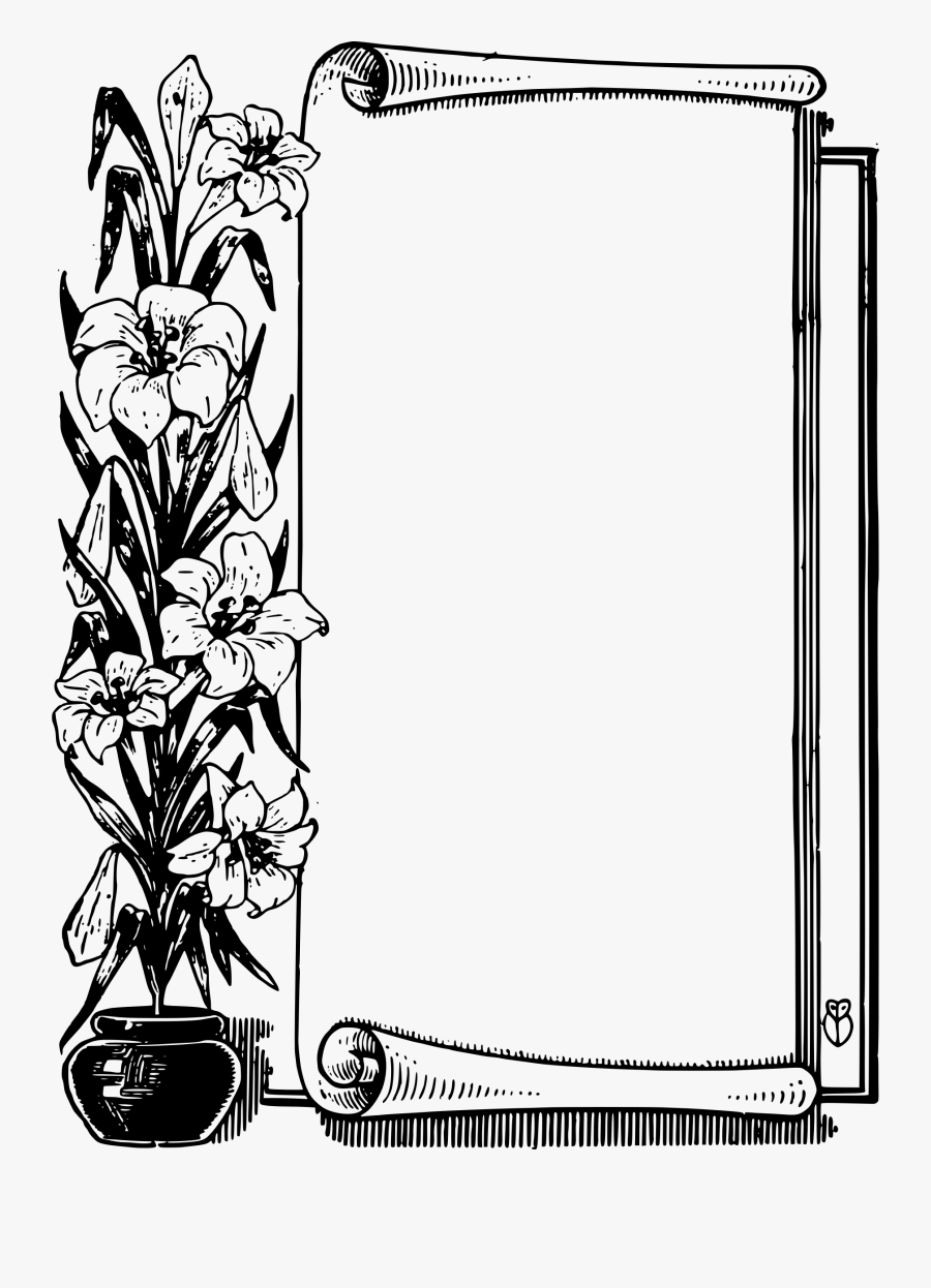 Frame Flower Black White - Flower Frame In Black And White, Transparent Clipart