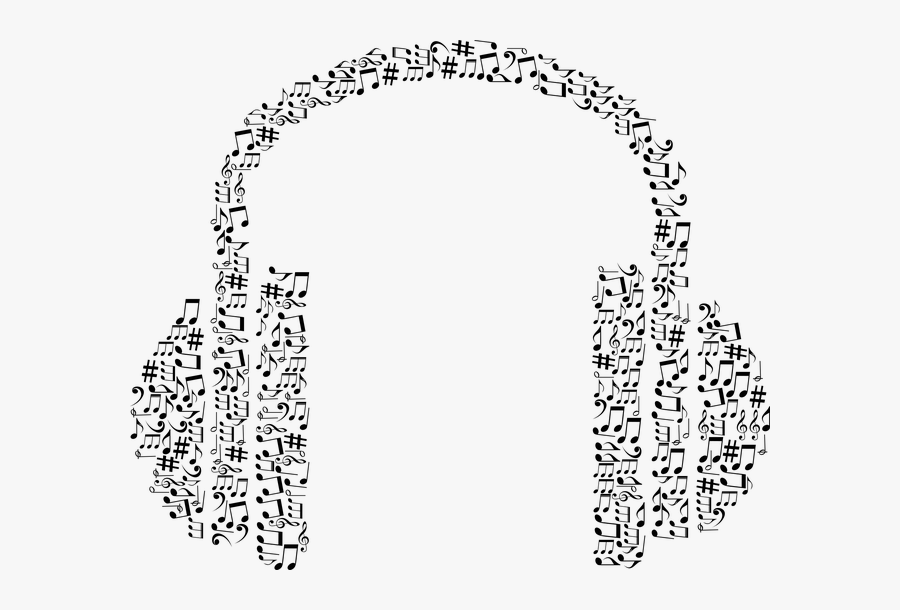 Transparent Listening Ear Clipart - Transparent Headphones With Music Notes Clip Art, Transparent Clipart