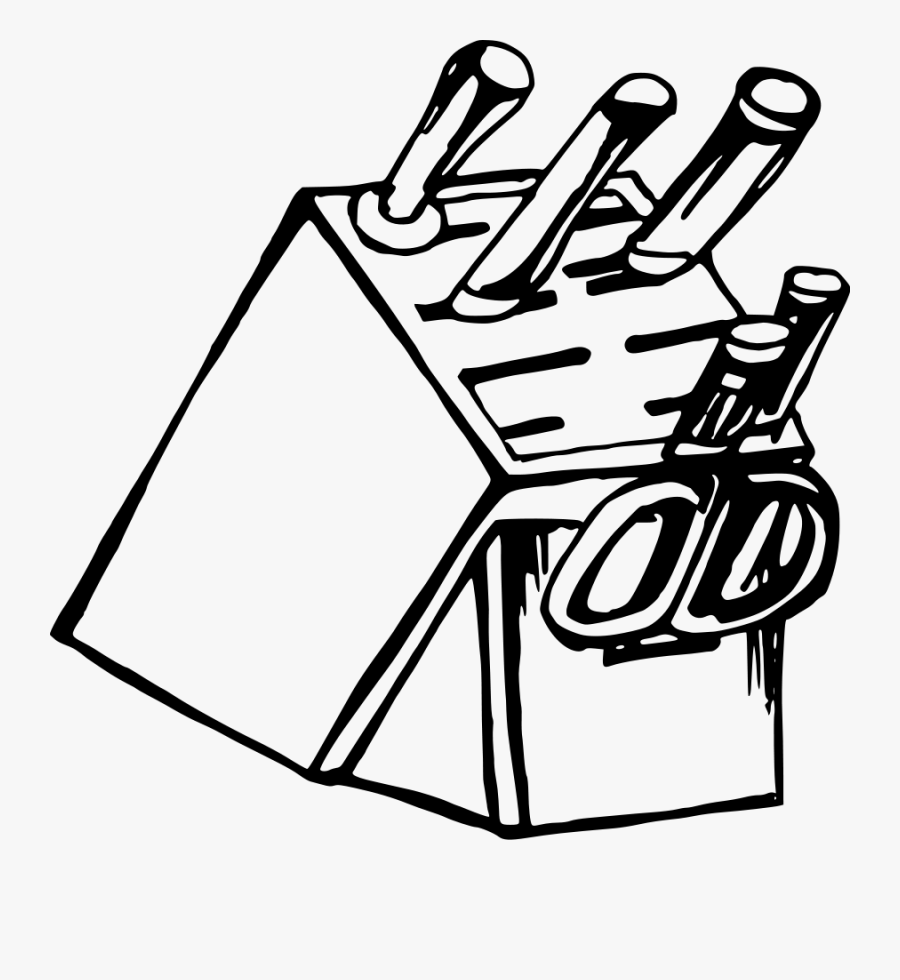 Cook Book Clip Art - Knife Set Black And White Clip Art, Transparent Clipart