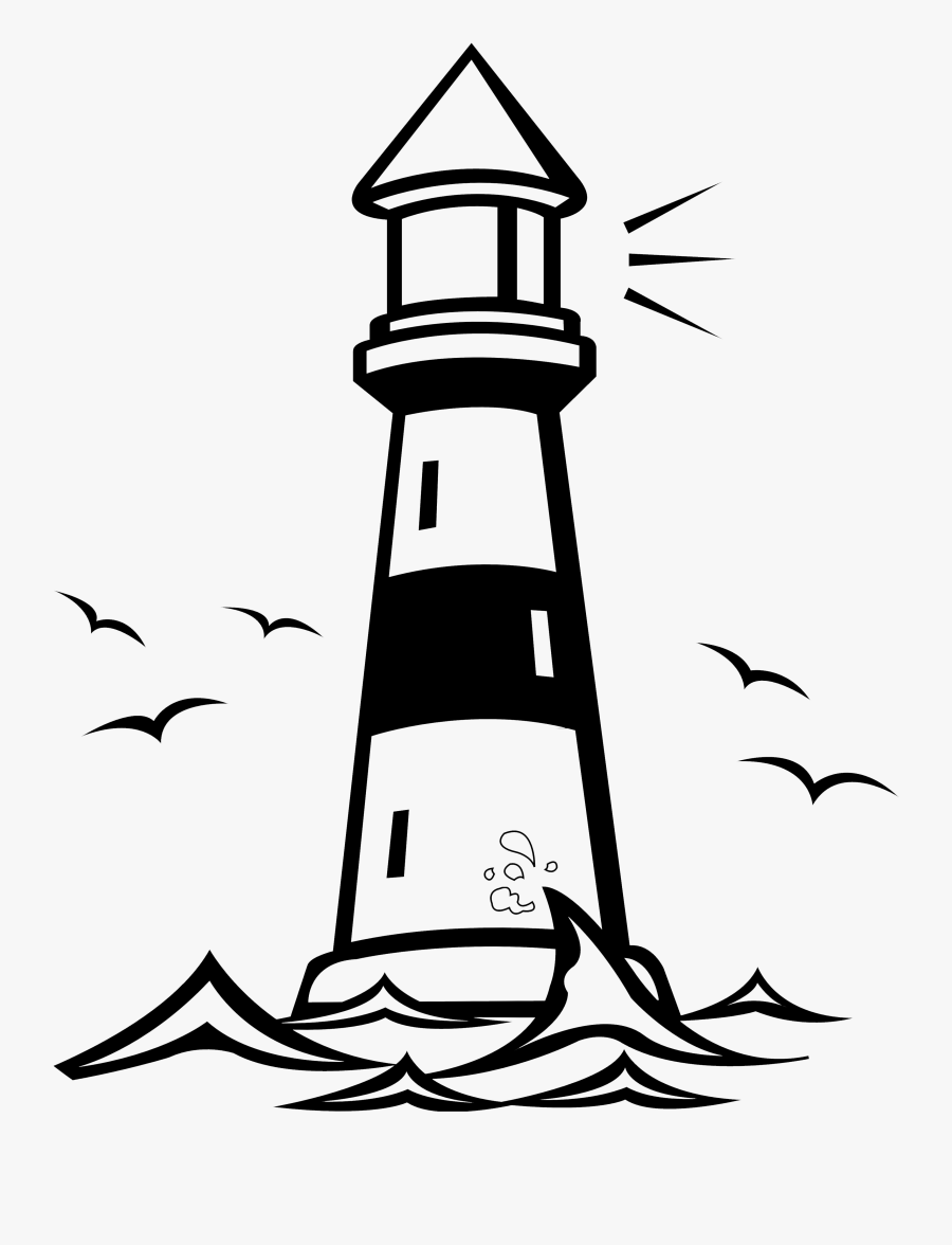 Cliff Clipart Lighthouse - Light House Black And White, Transparent Clipart