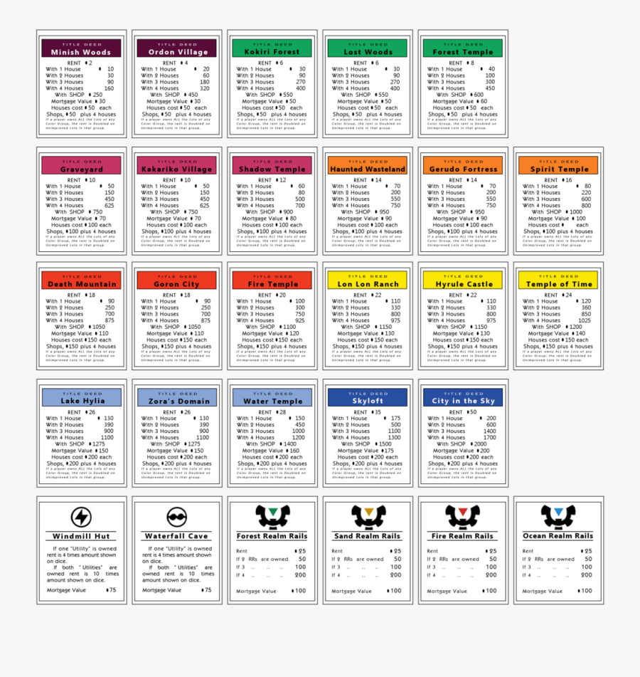 Download Monopoly Property Cards Clipart Monopoly - All The Monopoly