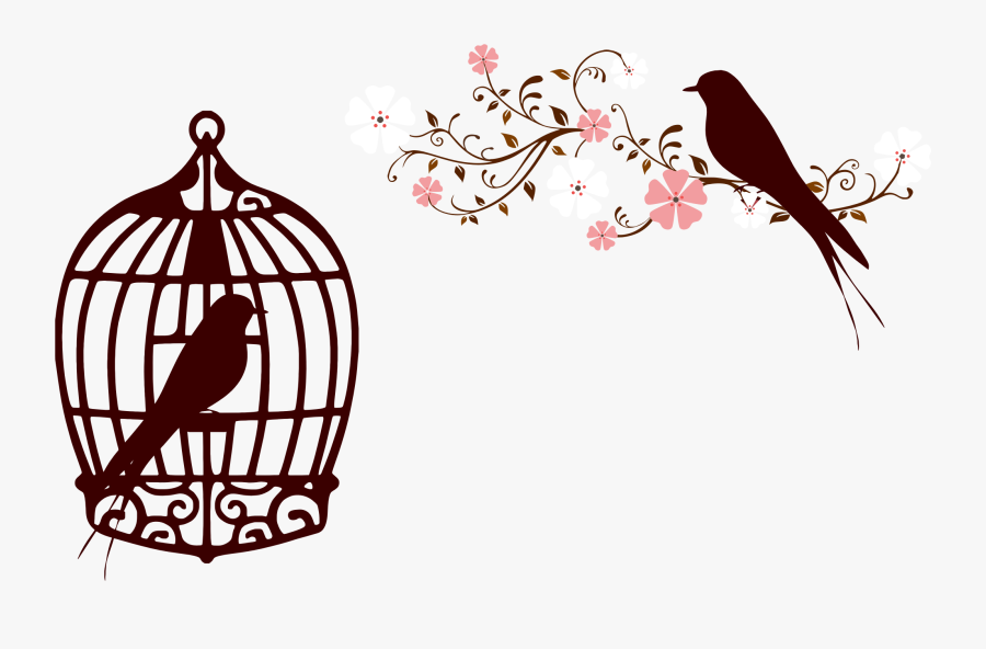 Floral Birds Silhouette No - Caged Bird And Free Bird, Transparent Clipart