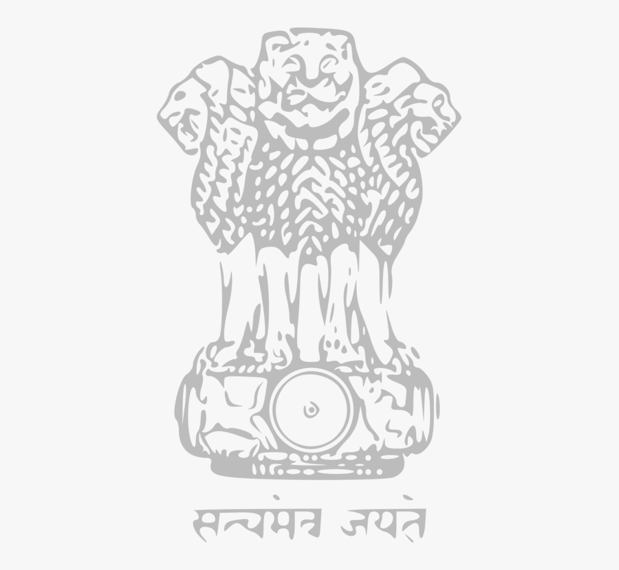 Monochrome Art - Indian National Emblem Outline, Transparent Clipart