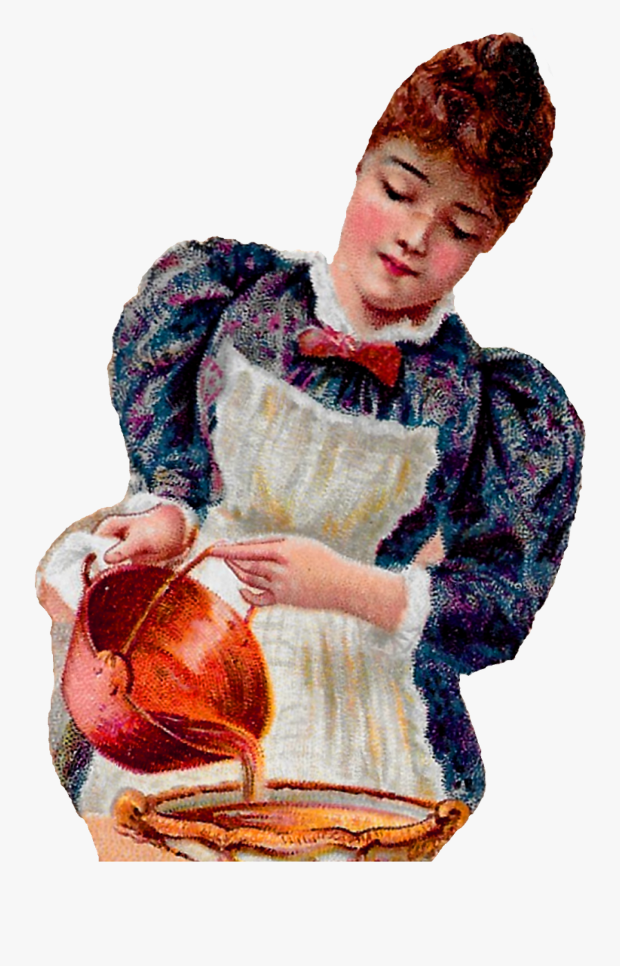 Baking Pie Dessert Image Woman Victorian Clipart Download - Victorian Girl Reading Clipart, Transparent Clipart