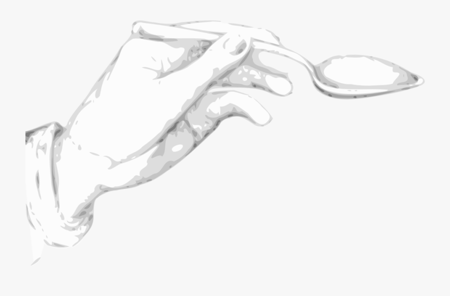 Hand Holding Spoon Drawing, Transparent Clipart