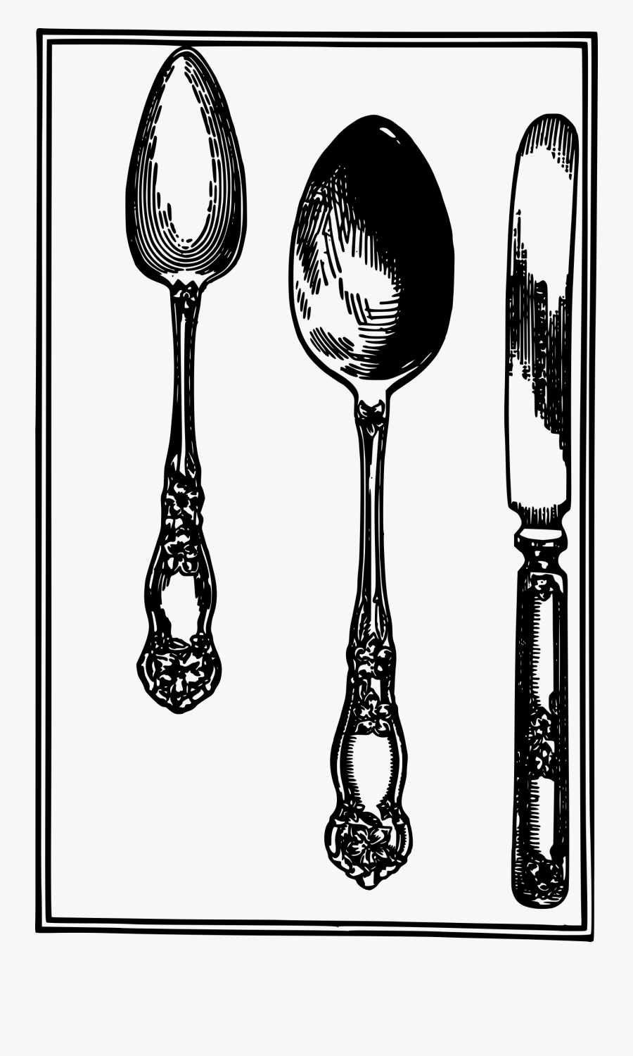 Spoon Knife Set Clip Arts - Monochrome, Transparent Clipart