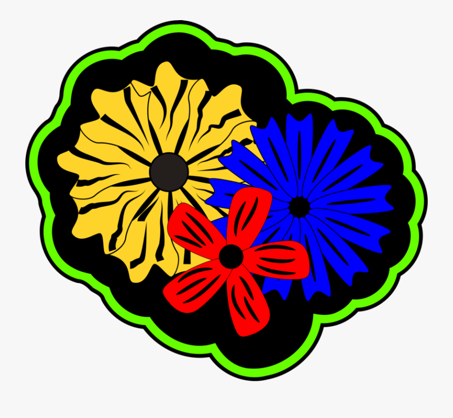 Retro Island Flowers, Transparent Clipart