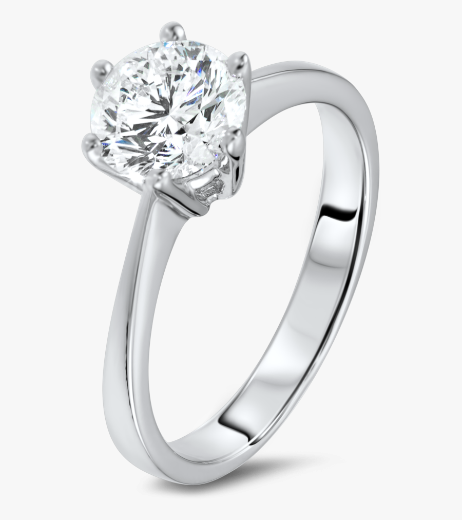 Jewelry Clipart Solitaire Ring - White And Gold Engagement Ring Png, Transparent Clipart