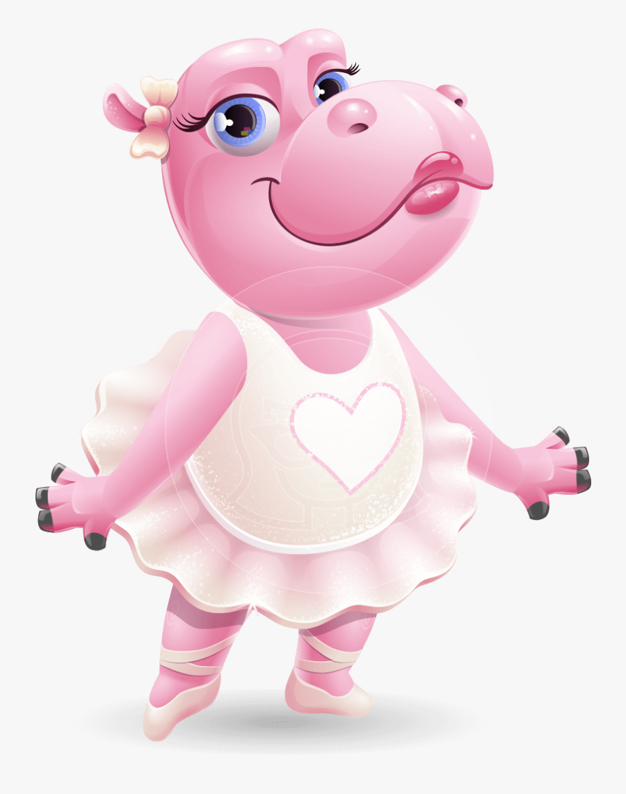 Dancing Hippo Cartoon Character Aka Hippo Ballerina - Ballerina Eating Ice Cream, Transparent Clipart