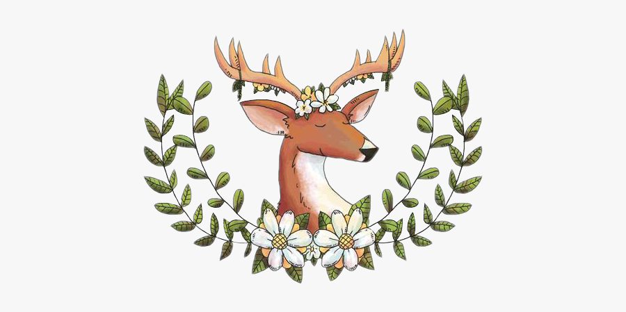 #deer #doe #buck #antlers #flowers #leaves #floral - Trece Martires City National High School Logo, Transparent Clipart