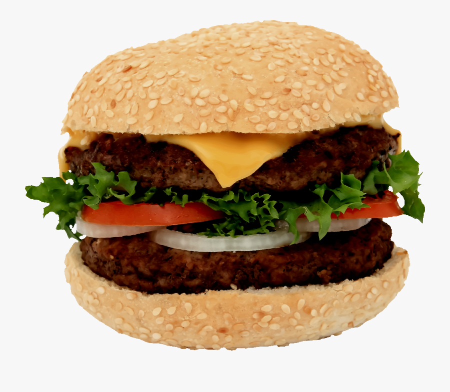 Burger - Burger On White Plate, Transparent Clipart