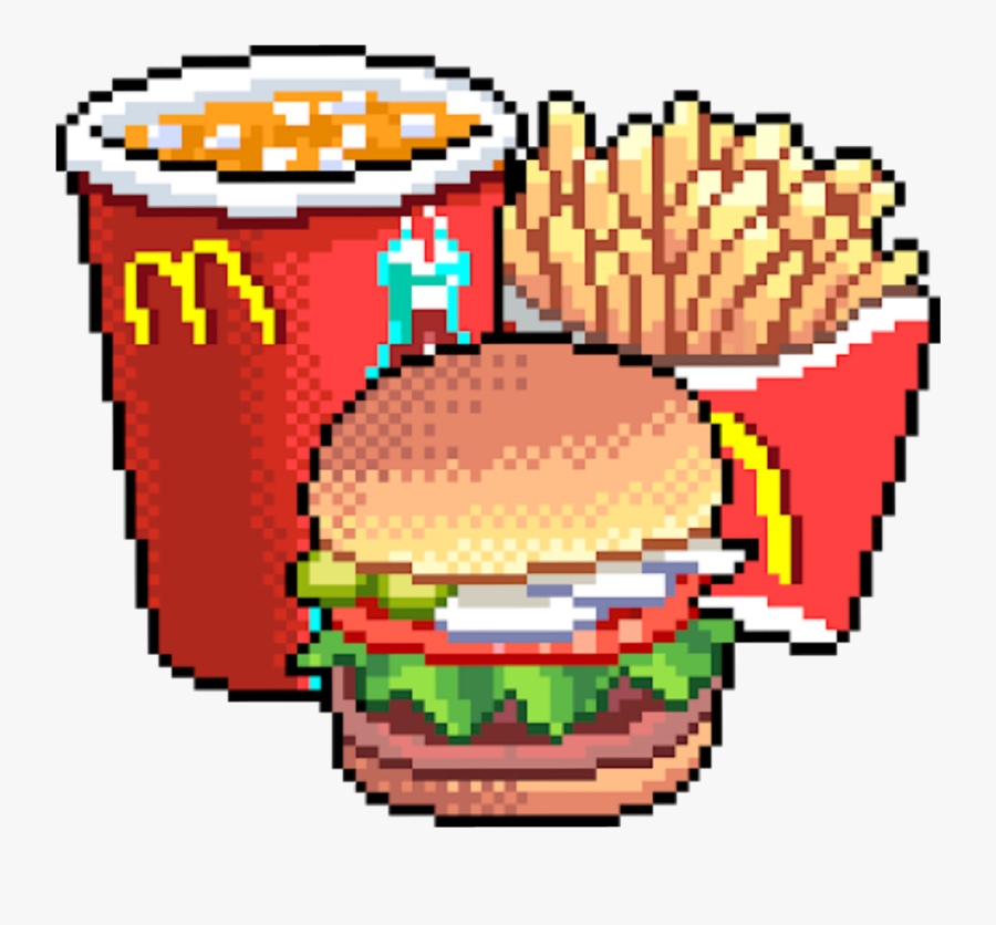 Mcdonalds Maccas Food Burger Fries Drink Cococola Overl - Pixel Food Png, Transparent Clipart