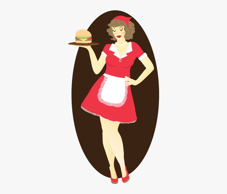 Illustration,costume Design,art,dress,clip Art,fictional - 1950s Waitress Pin Up, Transparent Clipart