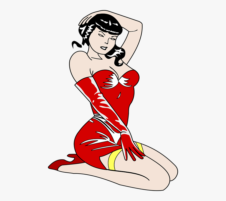 Clipart Issue, Clothes, Dress, Female, Girl, Glove - Pin Up Prostitute, Transparent Clipart